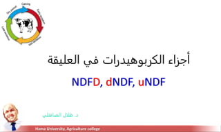 ‫العلي‬ ‫في‬ ‫الكربوهيدرات‬ ‫أجزاء‬
‫قة‬
NDFD, dNDF, uNDF
Hama University, Agriculture college
‫د‬
.
‫ظلال‬
‫الصافتلي‬
 