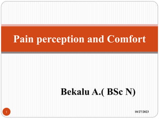 Bekalu A.( BSc N)
Pain perception and Comfort
10/27/2023
1
 