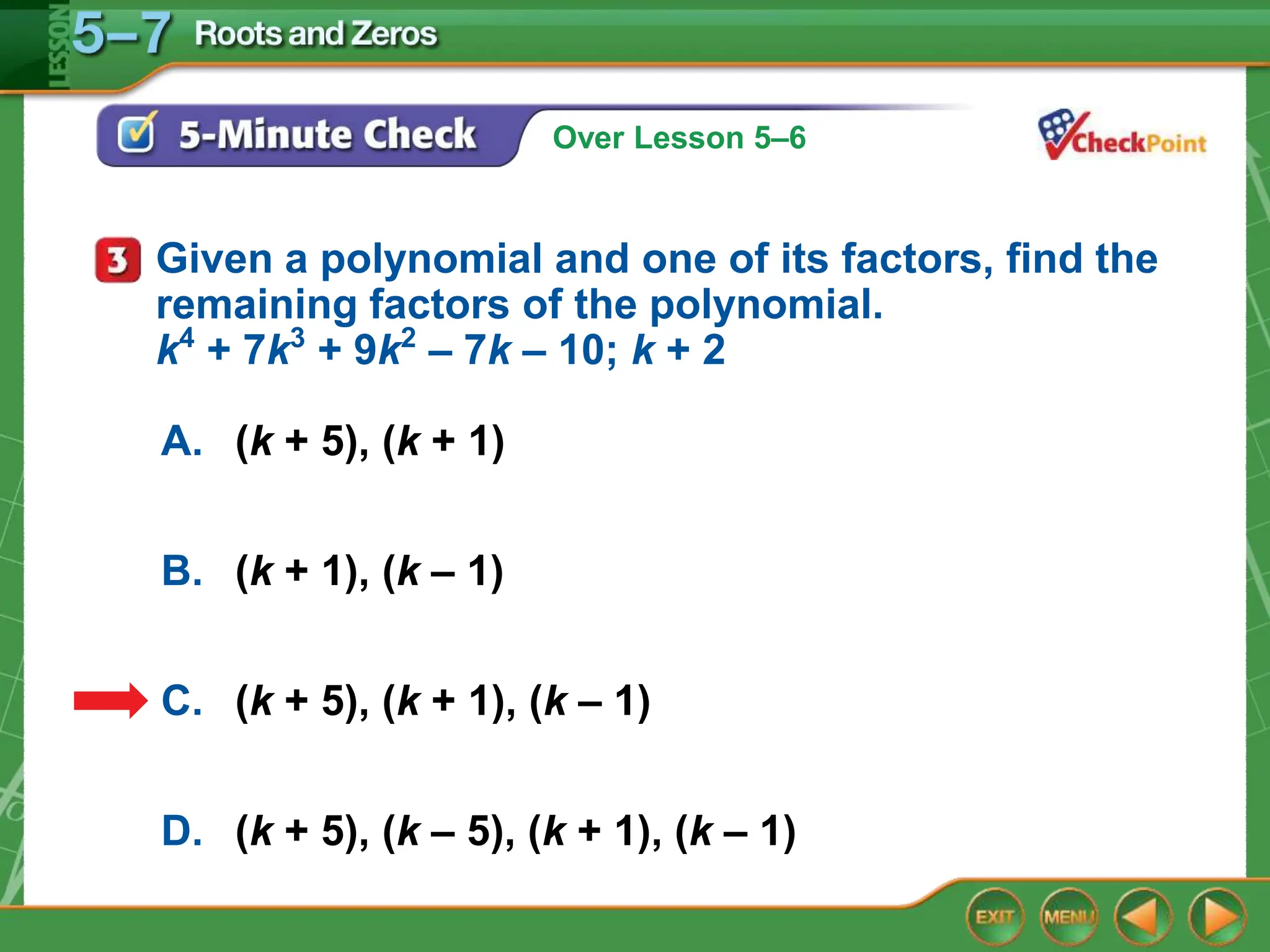 5.7 Interactive Classroom Roots and Zeros.ppt