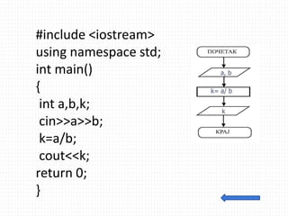 #include <iostream>
using namespace std;
int main()
{
int a,b,k;
cin>>a>>b;
k=a/b;
cout<<k;
return 0;
}
a, b
k= a/ b
k
 