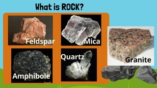 Mica
What is ROCK?
Feldspar
Quartz
Amphibole
Granite
 