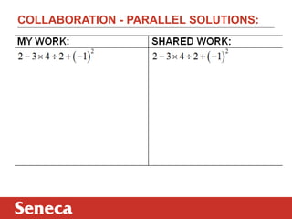 COLLABORATION - PARALLEL SOLUTIONS:
 