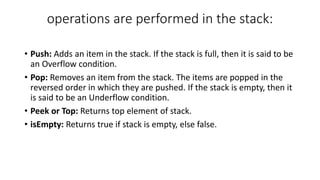 Stack in Data Structure | PPT | Programming Languages | Computing