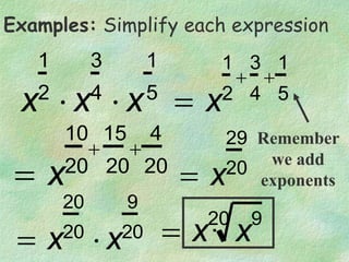 Simplifying Rational Exponents Examples 5.7 Rational Exponents.ppt