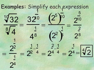 Simplifying Rational Exponents Examples 5.7 Rational Exponents.ppt