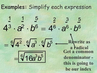 Simplifying Rational Exponents Examples With Variables 5.7 Rational Exponents.ppt
