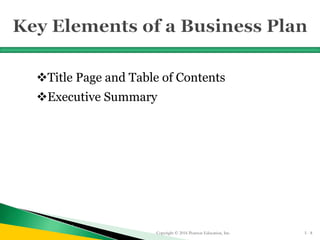 Title Page and Table of Contents
Executive Summary
Copyright © 2016 Pearson Education, Inc. 5 - 8
 