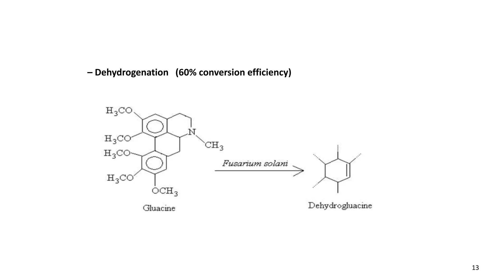 13
– Dehydrogenation (60% conversion efficiency)
 