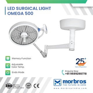 LED SURGICAL LIGHT Omega 500 Shadowless Light, Memory Function