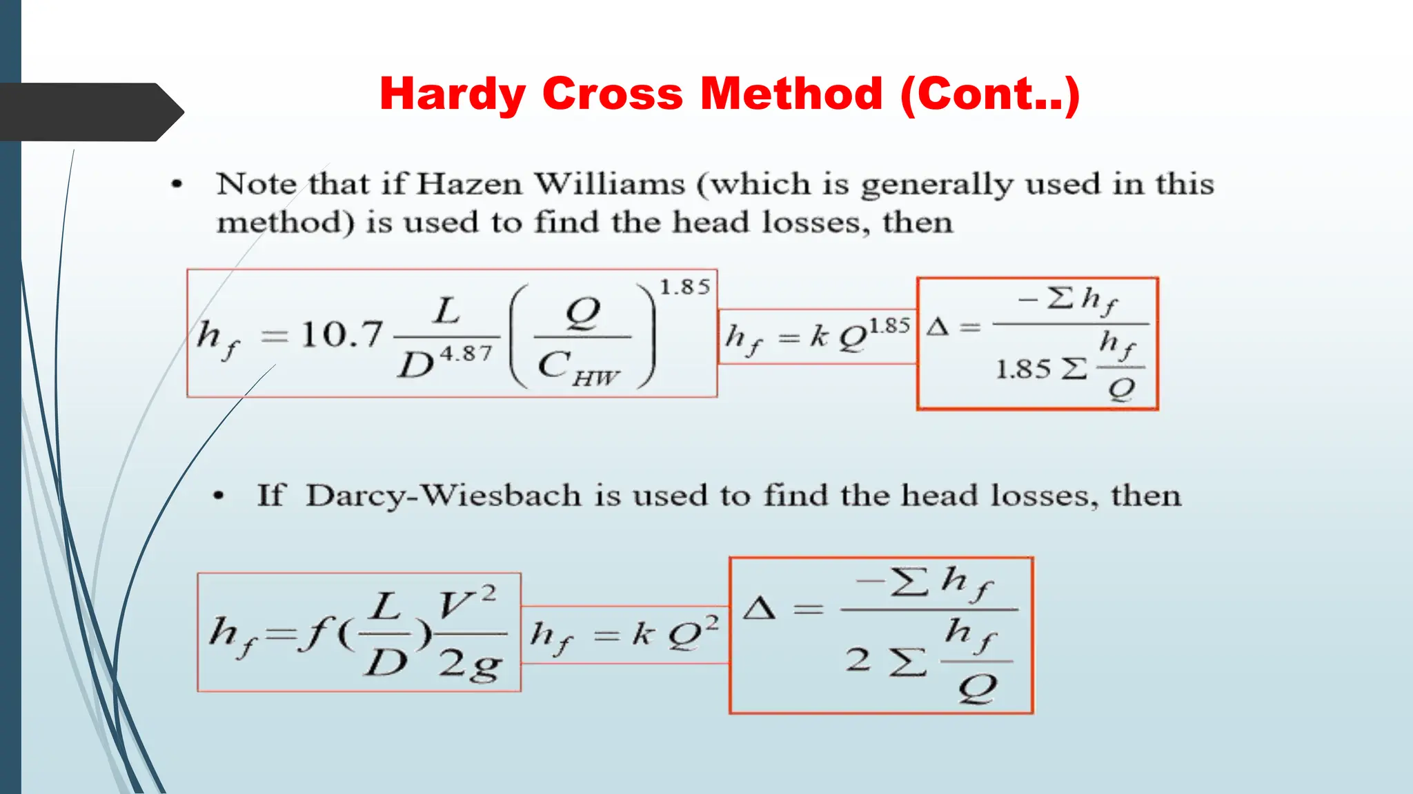 Hardy Cross Method (Cont..)
 
