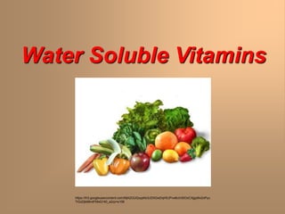 Water Soluble Vitamins
https://lh3.googleusercontent.com/MjA2GUQxypNo3JDXGwDqH0JPvw6uh30OoCXjgyMx2xPyu
TiGzDjk68c4FMxQ140_a2zz=s106
 