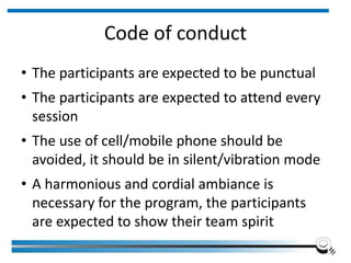 Code of conduct
• The participants are expected to be punctual
• The participants are expected to attend every
session
• The use of cell/mobile phone should be
avoided, it should be in silent/vibration mode
• A harmonious and cordial ambiance is
necessary for the program, the participants
are expected to show their team spirit
Institute of Applied Quality Management 7
 