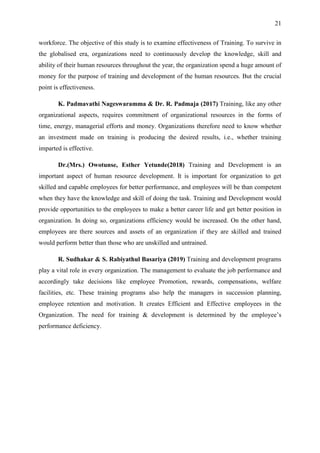 A STUDY ON EFFECTIVENESS OF TRAINING AND DEVELOPMENT WITH REFERENCE | PDF