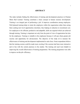 A STUDY ON EFFECTIVENESS OF TRAINING AND DEVELOPMENT WITH REFERENCE | PDF