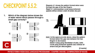 C
PHYSICS FORM 4 KSSM DUAL LANGUAGE PROGRAMME | CHAPTER 5 WAVES| 5.4 REFRACTION OF WAVES
 