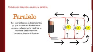 Circuitos de conexión , en serie y paralelo.
 