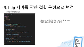 Config/config_test.go
3. http 서버를 약한 결합 구성으로 변경
기본값이 설정돼 있는지, 설정한 환경 변수가
기대한대로 설정돼 있는지 확인
 