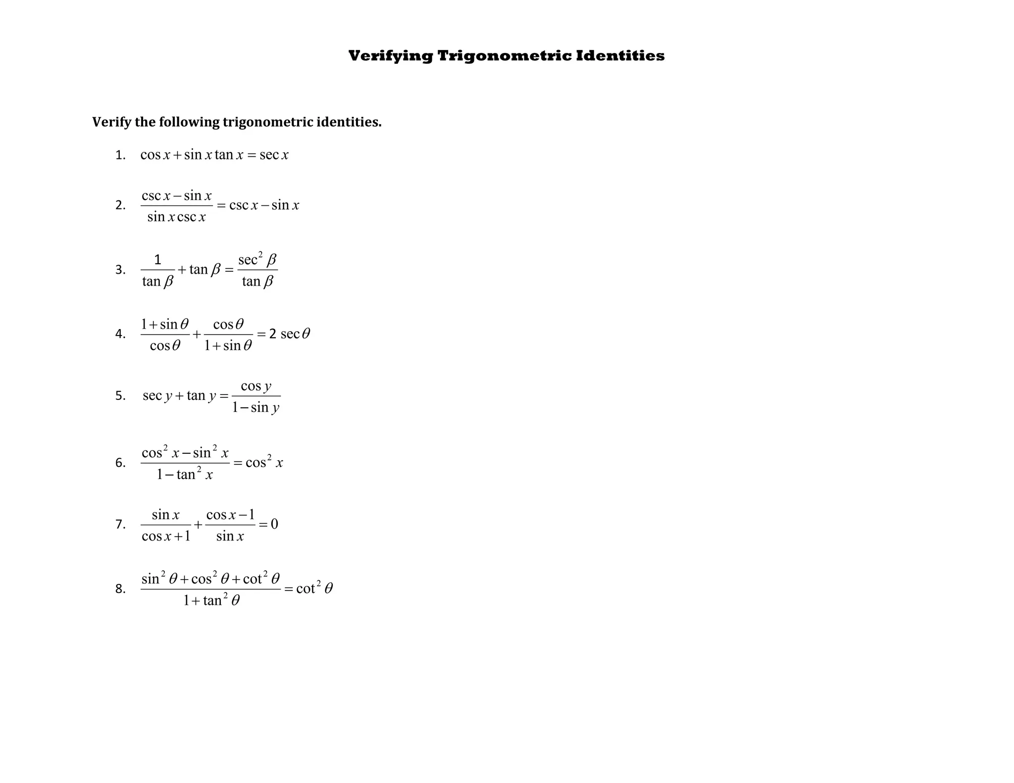 Verifying Trigonometric Identities Notes | PDF