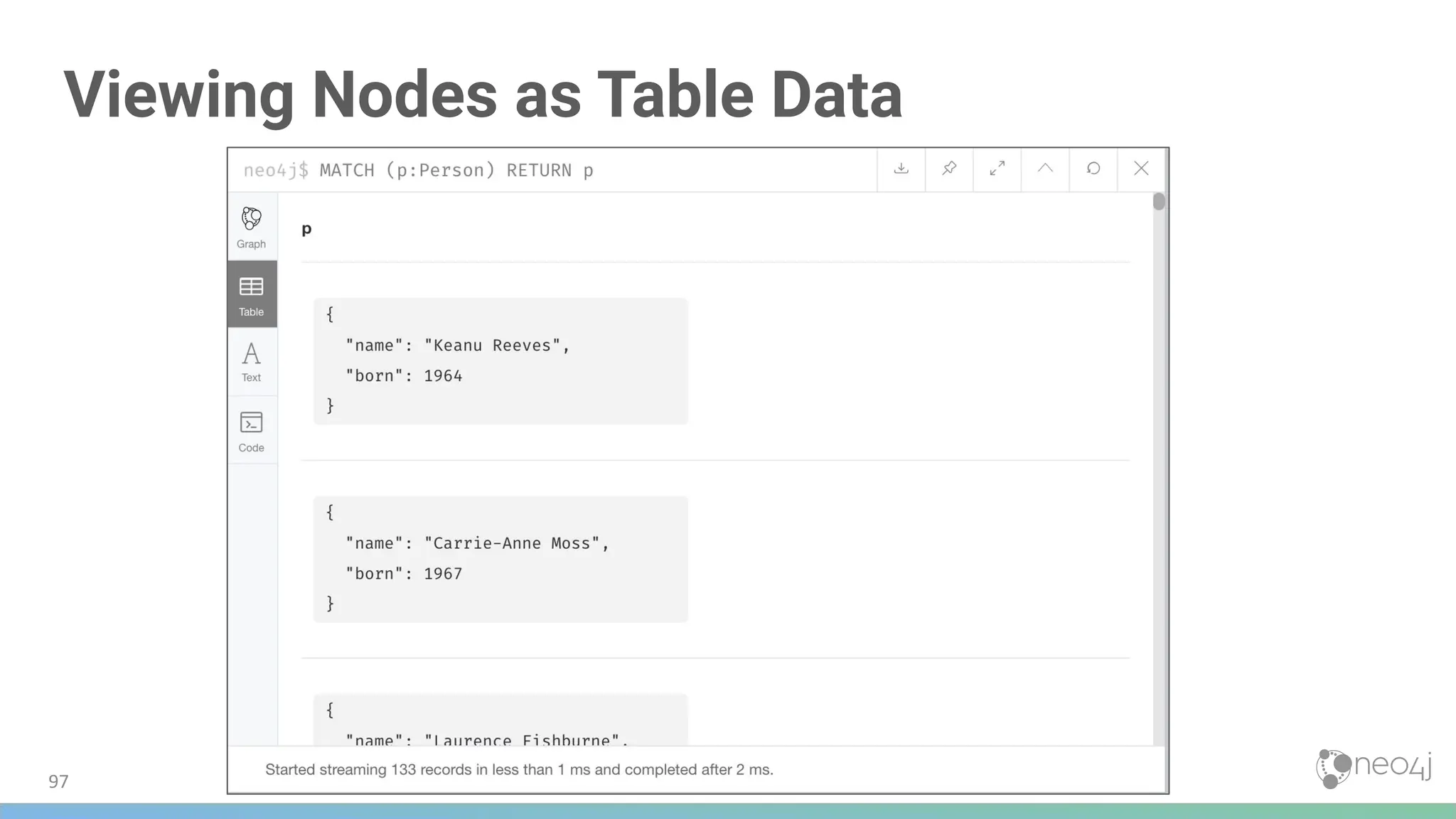 Viewing Nodes as Table Data
97
 