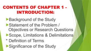 How to create the chapter 1 of your research very effectively | PPTX