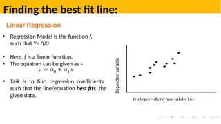 Linear regression aims to find the "best-fit" linear line | PPTX