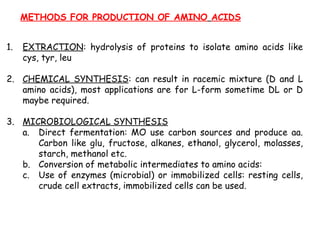 METHODS FOR PRODUCTION OF AMINO ACIDS, FOCUS ON GLUTAMIC ACID | PPTX