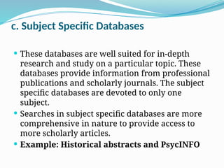 Abstract Databases ONLINE DATA BASE Management system in library Science | PPTX