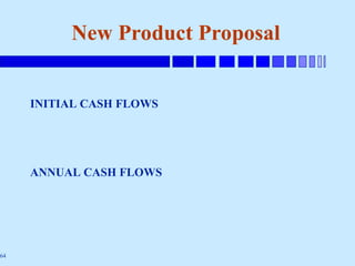 64
New Product Proposal
INITIAL CASH FLOWS
ANNUAL CASH FLOWS
 