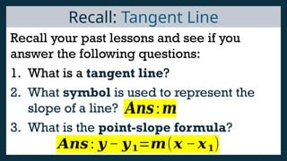 Tangent Line Questions Science 5.1-Tangent-Line Basic Calculus SecondSem | PPTX