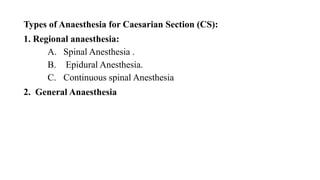 Cs Injection Anesthesia 5. Lec. 5 Anaesthesia For Obstetrics-Caesarian-Updated.pptx