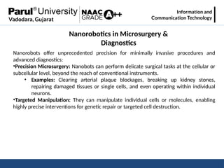 Nanorobotics in Medicine: Targeted Drug Delivery, Microsurgery, and ...