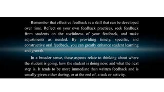 Effective Oral Feedback Strategies to Enhance Student Learning and ...