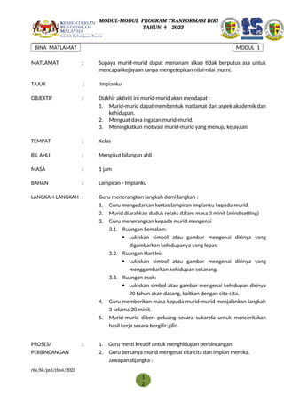 Program Transformasi Diri Tahun 4: Modul Motivasi dan Komunikasi ...