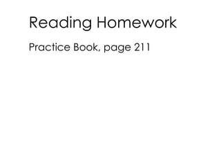 Reading Homework
Practice Book, page 211
 