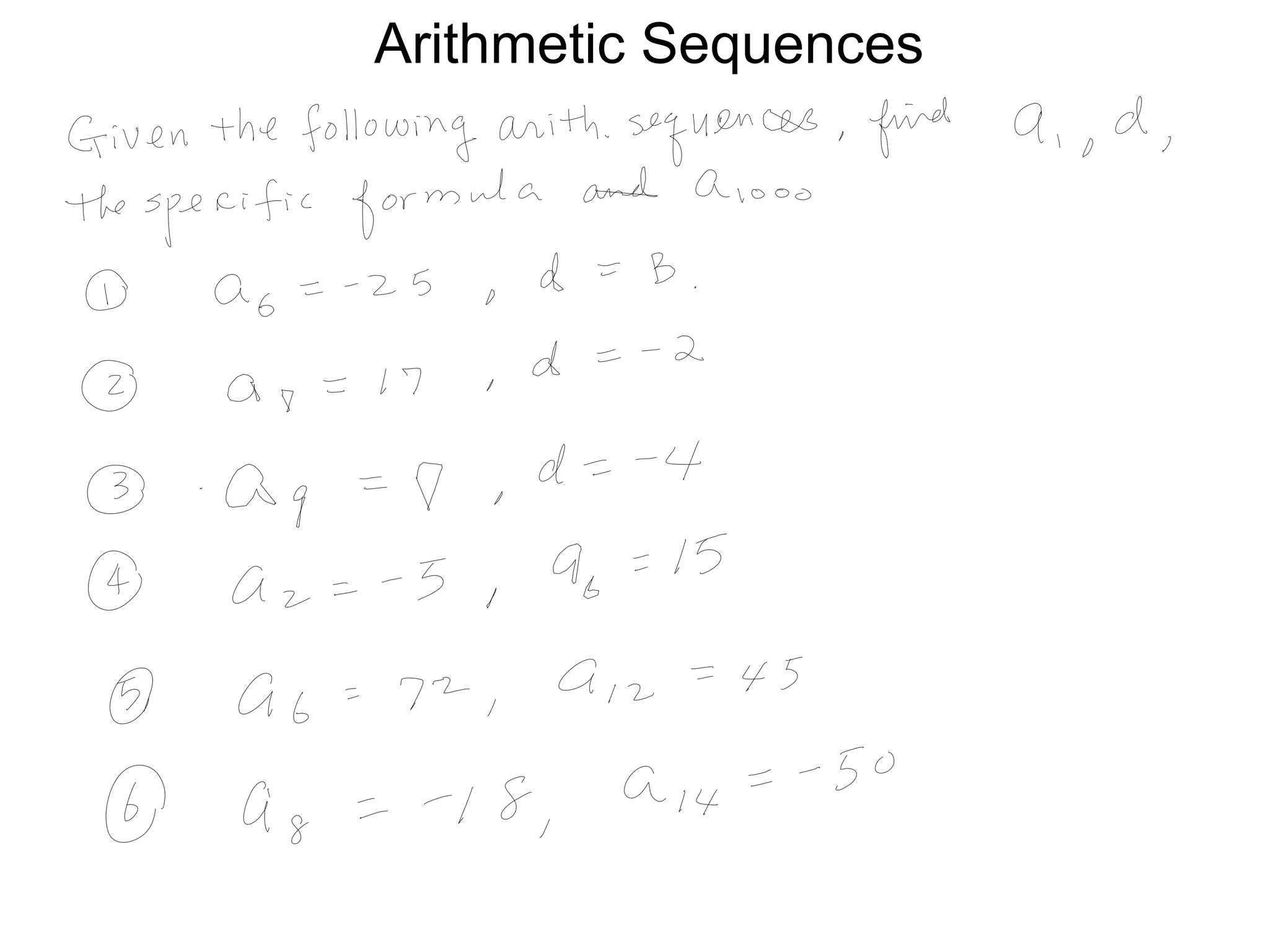 Arithmetic Sequences
 