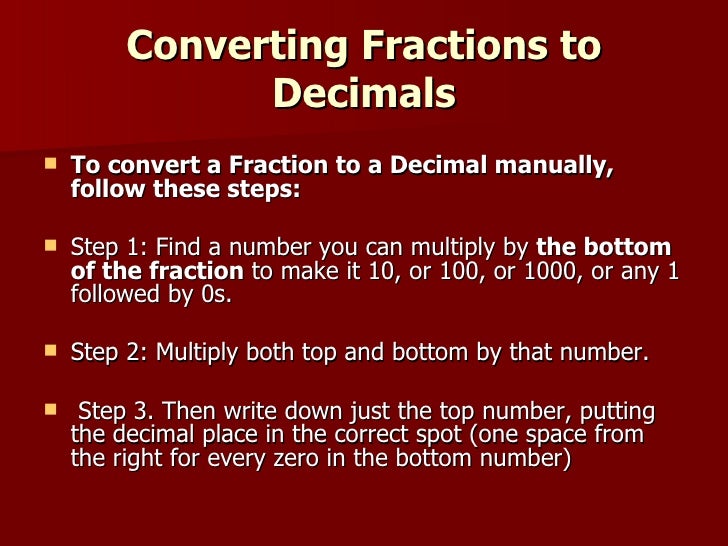 How to write fractions as decimals