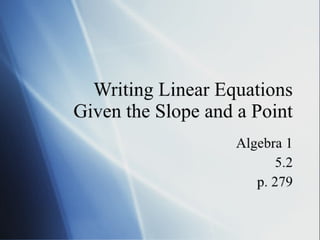A15-2 Slope and Point Eq 