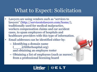 <ul><li>Lawyers are using vendors such as “services to lawyers” ( http://servicestolawyers.com/home/ ), traditionally used...