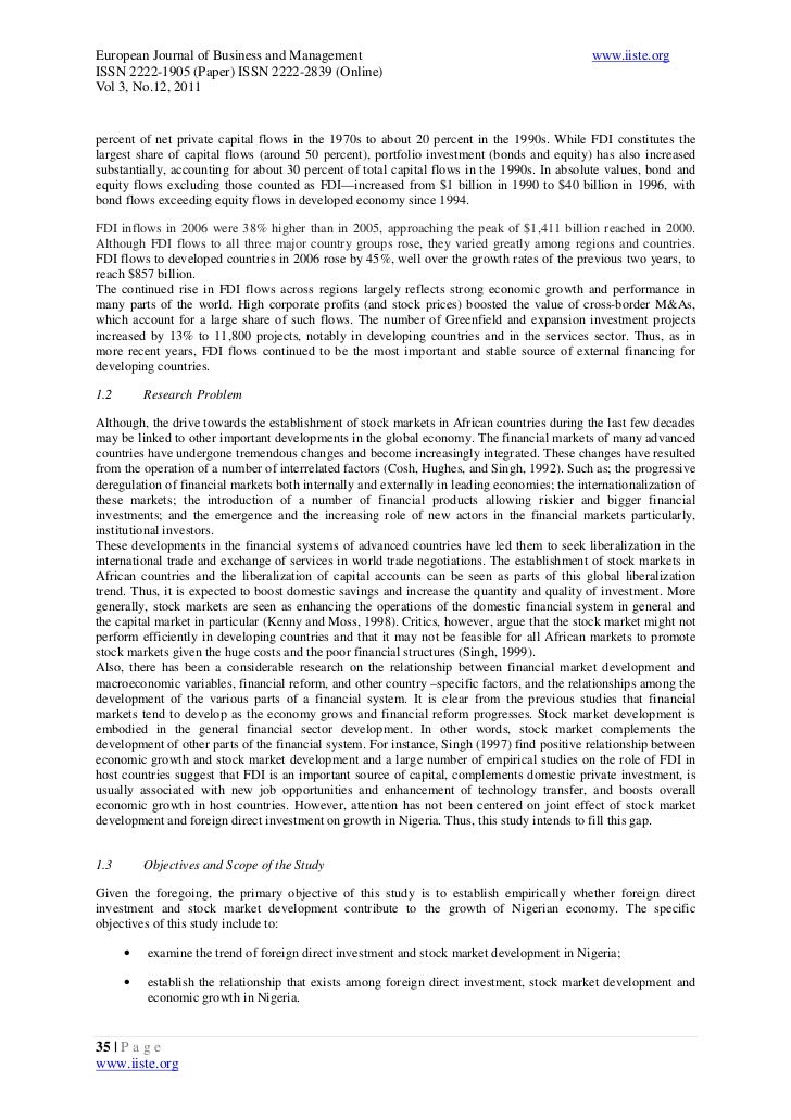 foreign direct investment in nigeria essay The term fdi is an abbreviation for “foreign direct investment” and refers to the direct investment that any foreign company makes in another country, by the act. foreign direct investment in nigeria essay The term fdi is an abbreviation for “foreign direct investment” and refers to the direct investment that any foreign company makes in another country, by the act.