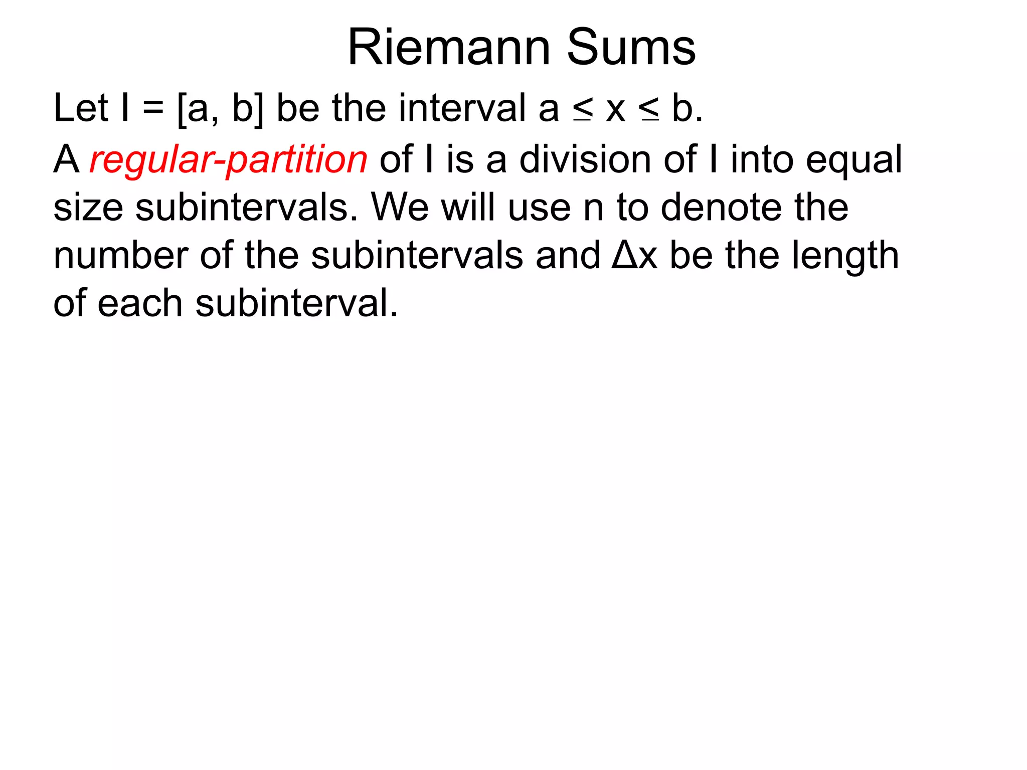 We are to find the area of a given enclosed region R. 
Take a ruler x and measure R from one end to the other end, 
R 
On Areas 
x 
 
