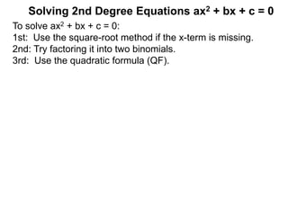 5 2 solving 2nd degree equations | PPTX