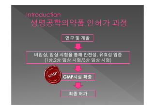 연구 및 개발


비임상, 임상 시험을 통해 안전성, 유효성 입증
  (1상,2상 임상 시험/3상 임상 시험)


        GMP시설 확충


          최종 허가
 