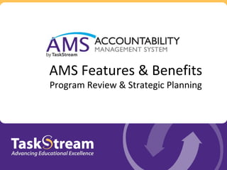 AMS Features & Benefits
Program Review & Strategic Planning
 