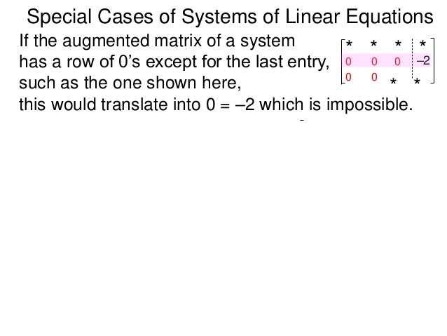 6.2 special cases system of linear equations