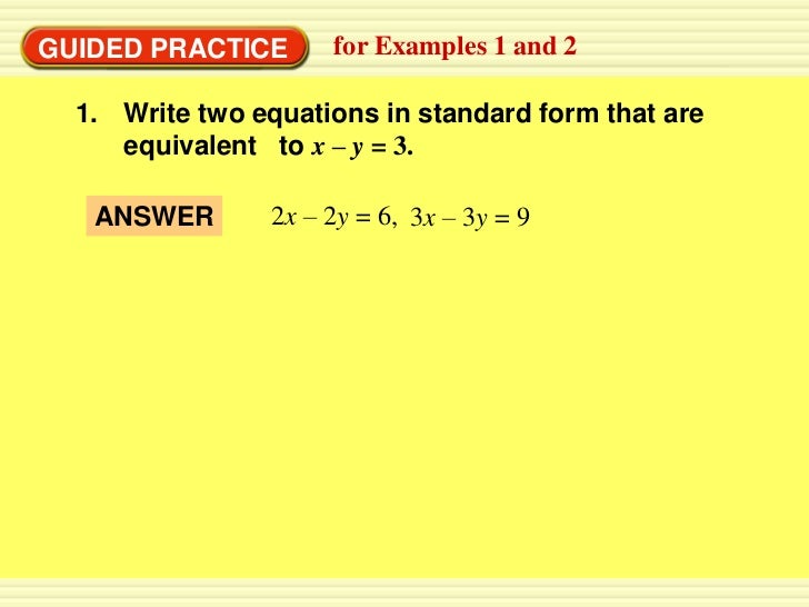 5 4 write linear equations in standard form day 1 y 3x 1 in standard form