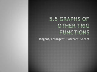 5.5 Graphs of Other Trig Functions Tangent, Cotangent, Cosecant, Secant 