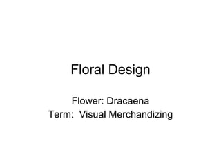 Floral Design Flower: Dracaena Term:  Visual Merchandizing 