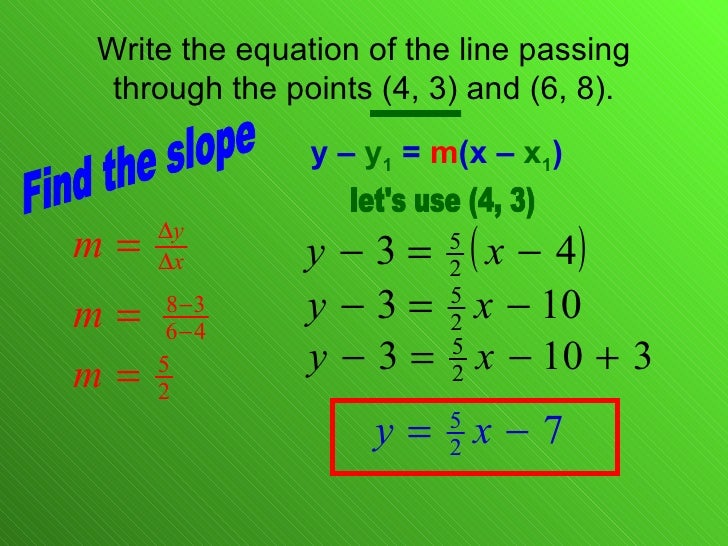 5.5 Linear Equations Point Slope Form