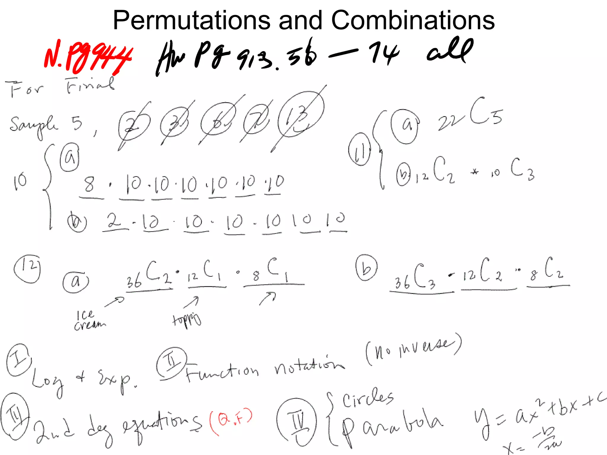 Permutations and Combinations
 