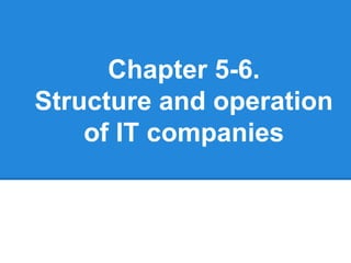 Chapter 5-6.
Structure and operation
of IT companies
 